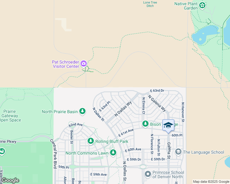 map of restaurants, bars, coffee shops, grocery stores, and more near Wildlife Drive in Denver