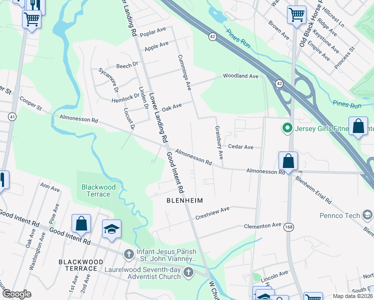 map of restaurants, bars, coffee shops, grocery stores, and more near 717 North Venetia Avenue in Gloucester Township