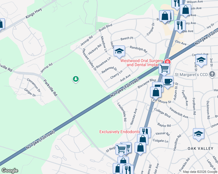map of restaurants, bars, coffee shops, grocery stores, and more near 3 Pleasant Valley Drive in Woodbury