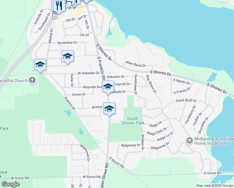 map of restaurants, bars, coffee shops, grocery stores, and more near 23 LaSalle Drive in Decatur