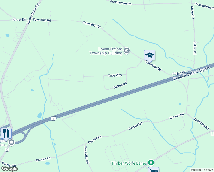 map of restaurants, bars, coffee shops, grocery stores, and more near 500 Dalton Road in Oxford