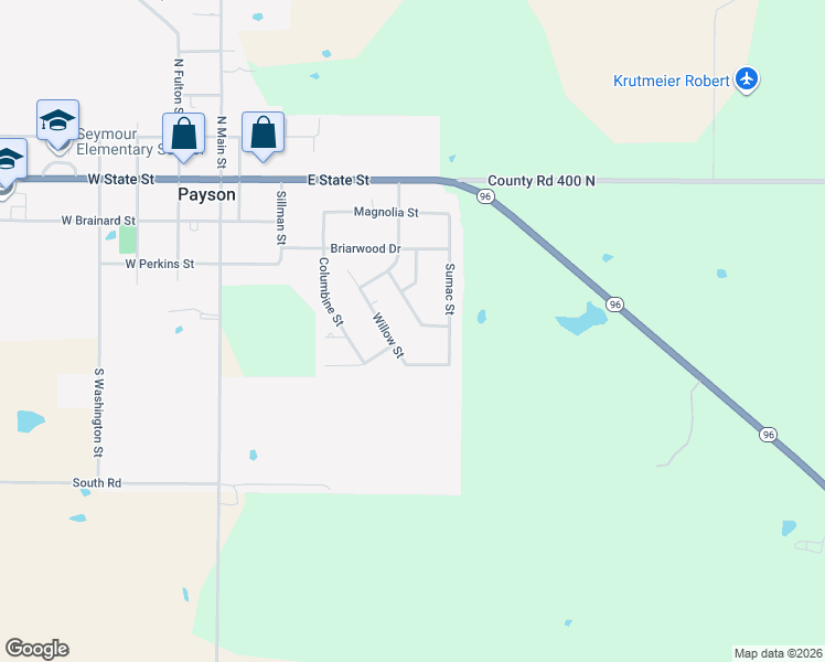 map of restaurants, bars, coffee shops, grocery stores, and more near 328 Sycamore Street in Payson
