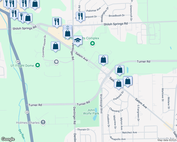 map of restaurants, bars, coffee shops, grocery stores, and more near 4830 Salem Avenue in Dayton