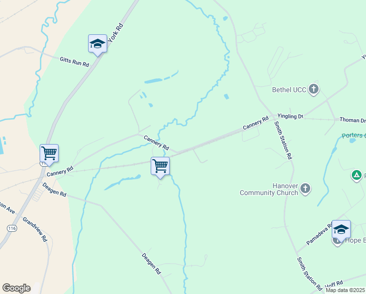 map of restaurants, bars, coffee shops, grocery stores, and more near 6879 Cannery Road in Hanover