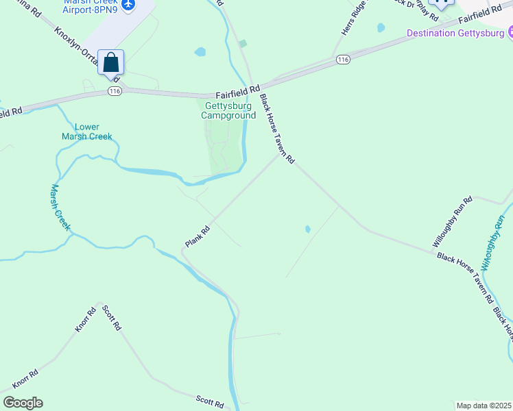 map of restaurants, bars, coffee shops, grocery stores, and more near 80 Plank Road in Gettysburg