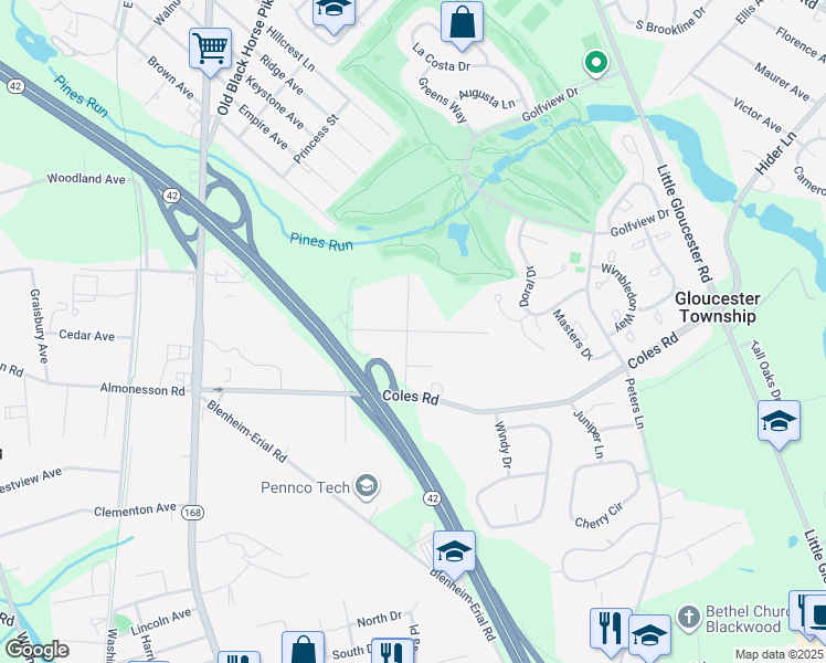 map of restaurants, bars, coffee shops, grocery stores, and more near 811 Camden Avenue in Camden County