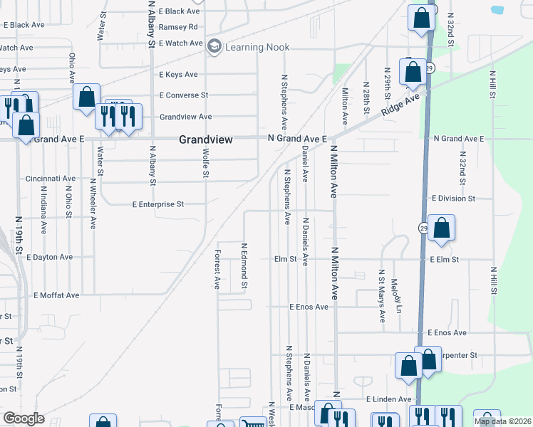 map of restaurants, bars, coffee shops, grocery stores, and more near 2700-2764 Elliot Ave in Springfield