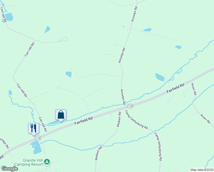 map of restaurants, bars, coffee shops, grocery stores, and more near 3121 Fairfield Road in Gettysburg
