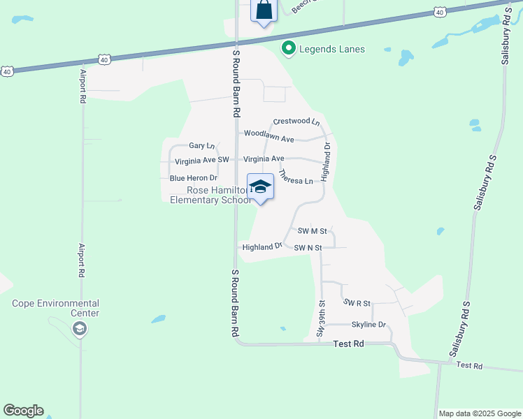 map of restaurants, bars, coffee shops, grocery stores, and more near 1281 South Round Barn Road in Richmond