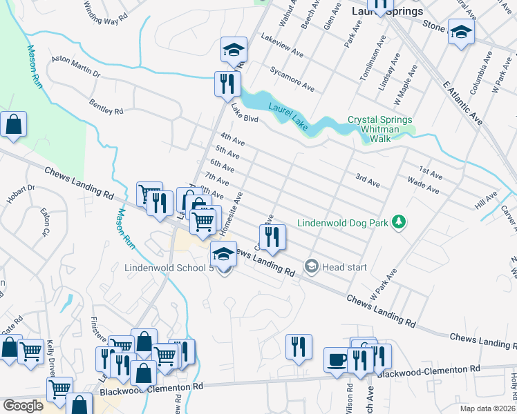 map of restaurants, bars, coffee shops, grocery stores, and more near 517 8th Avenue in Lindenwold