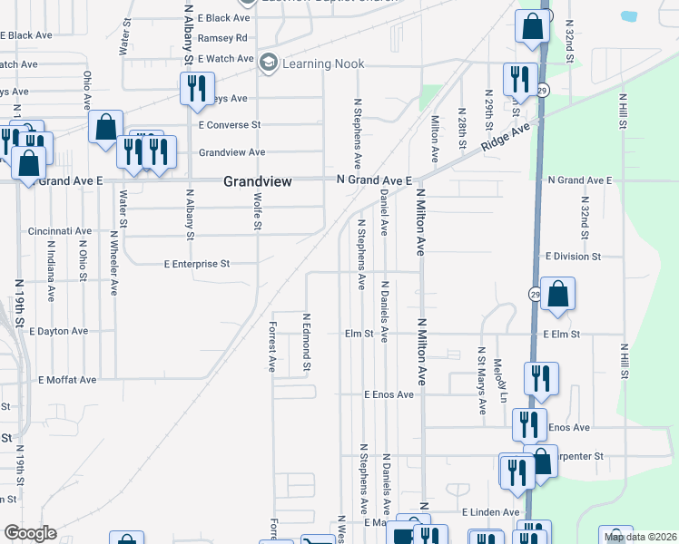 map of restaurants, bars, coffee shops, grocery stores, and more near 2700 Elliot Avenue in Springfield