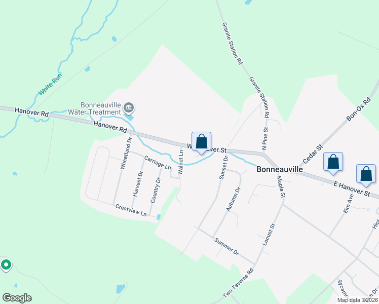 map of restaurants, bars, coffee shops, grocery stores, and more near 55 West Hanover Street in Gettysburg