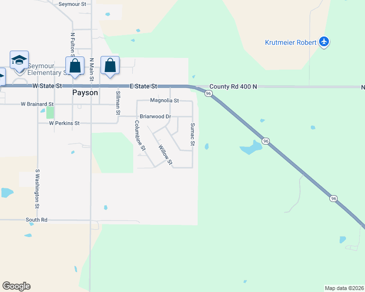 map of restaurants, bars, coffee shops, grocery stores, and more near 328 Sycamore Street in Payson