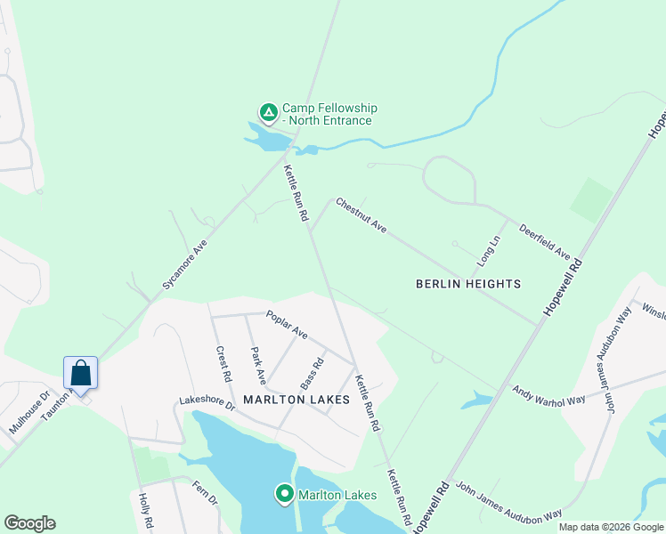 map of restaurants, bars, coffee shops, grocery stores, and more near 530 Kettle Run Road in Evesham