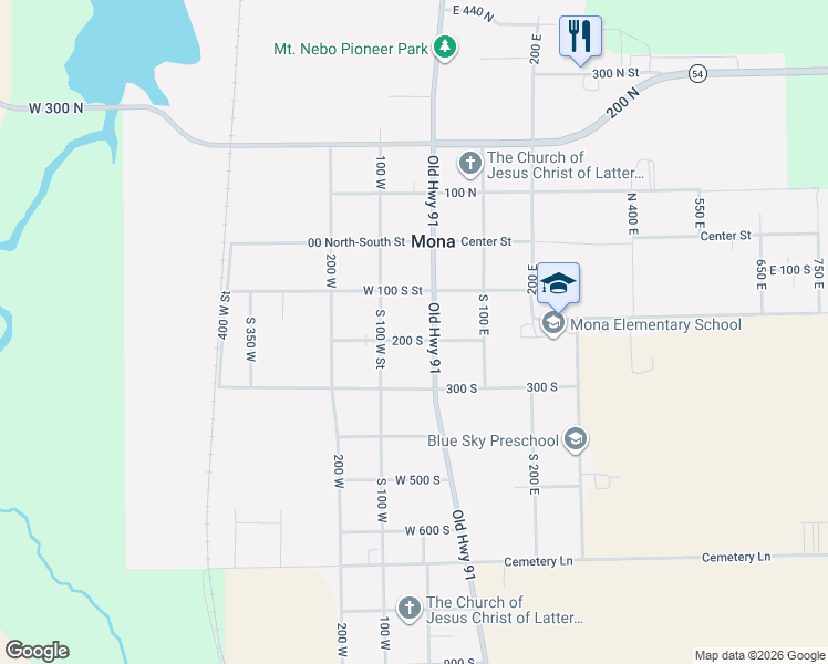 map of restaurants, bars, coffee shops, grocery stores, and more near 38 West 200 South Street in Mona