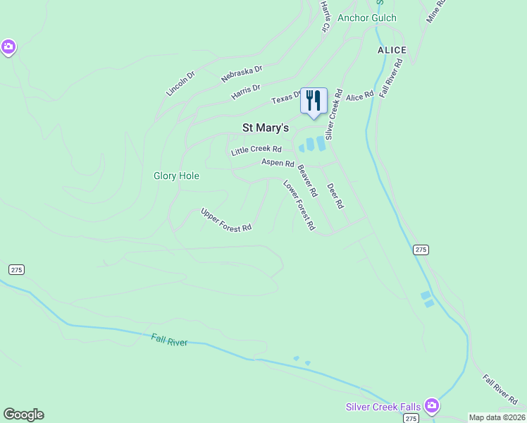map of restaurants, bars, coffee shops, grocery stores, and more near 1275 Alice Road in Idaho Springs