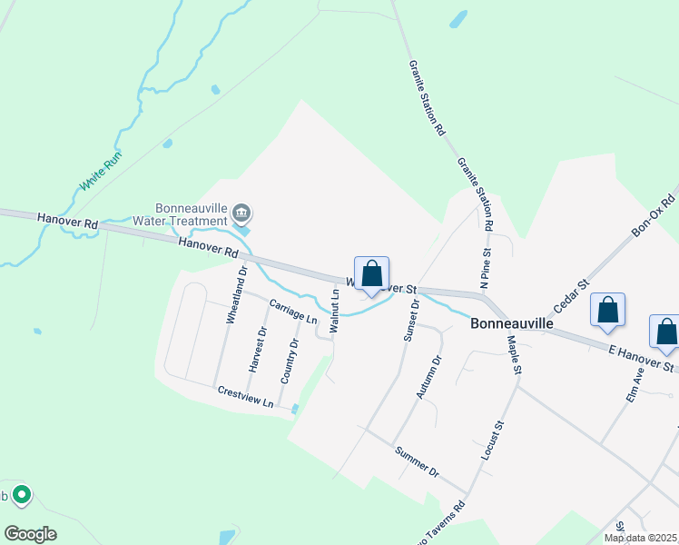 map of restaurants, bars, coffee shops, grocery stores, and more near 58 West Hanover Street in Gettysburg