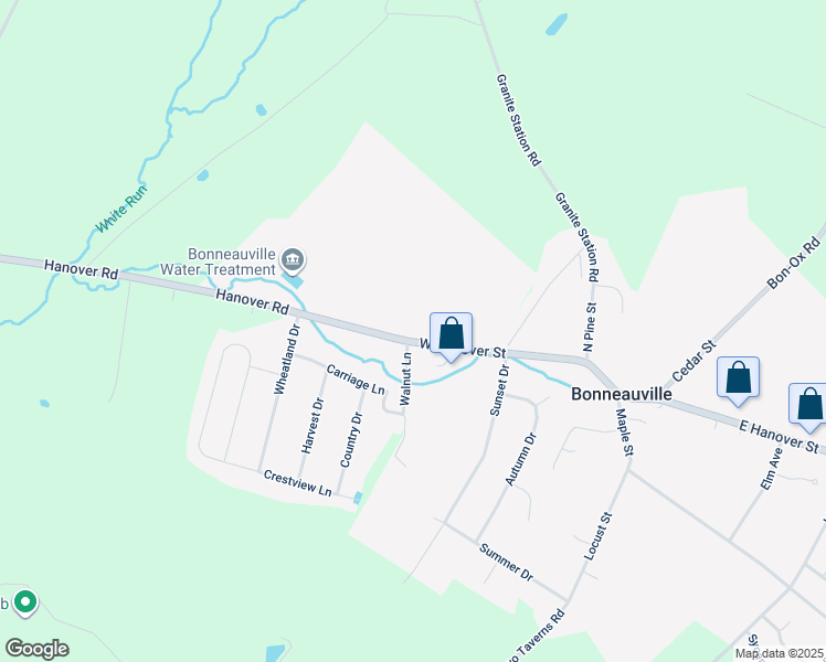 map of restaurants, bars, coffee shops, grocery stores, and more near 58 West Hanover Street in Gettysburg