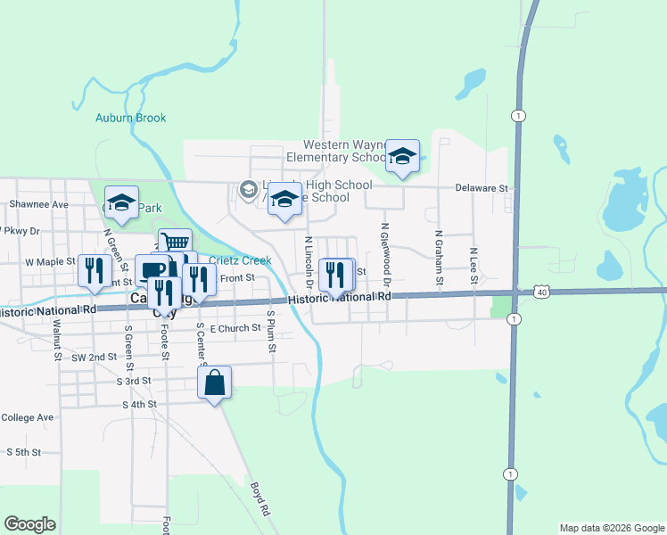 map of restaurants, bars, coffee shops, grocery stores, and more near 115 Myers Avenue in Cambridge City