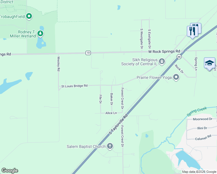 map of restaurants, bars, coffee shops, grocery stores, and more near 2502 Saint Louis Bridge Road in Decatur