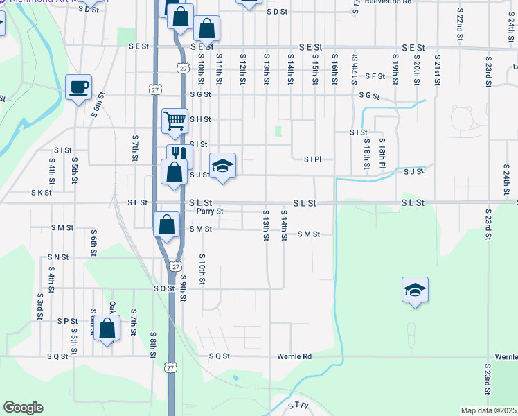 map of restaurants, bars, coffee shops, grocery stores, and more near 1035 South 13th Street in Richmond