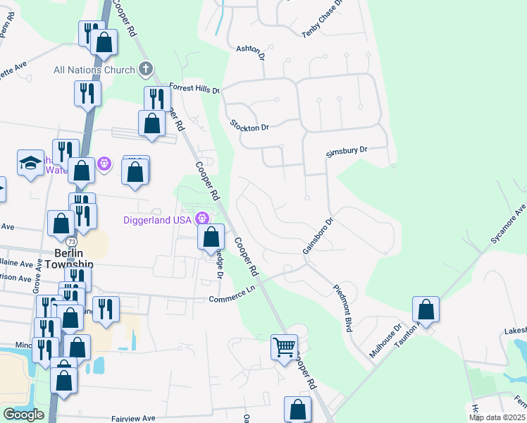map of restaurants, bars, coffee shops, grocery stores, and more near 31 Ravenna Drive in Berlin Township