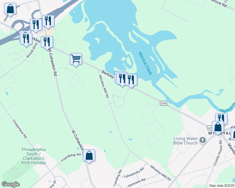 map of restaurants, bars, coffee shops, grocery stores, and more near 300 Iannelli Road in Clarksboro