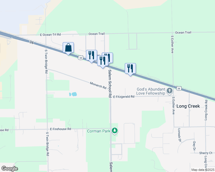 map of restaurants, bars, coffee shops, grocery stores, and more near 5656-5998 Monarch Road in Decatur