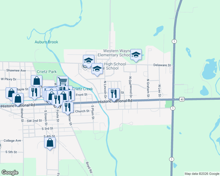 map of restaurants, bars, coffee shops, grocery stores, and more near 115 Myers Avenue in Cambridge City