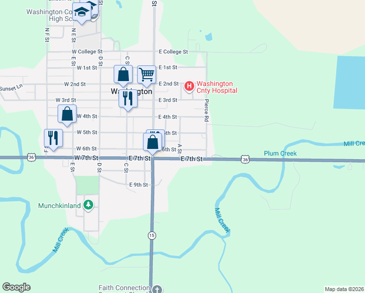 map of restaurants, bars, coffee shops, grocery stores, and more near 553-599 A Street in Washington