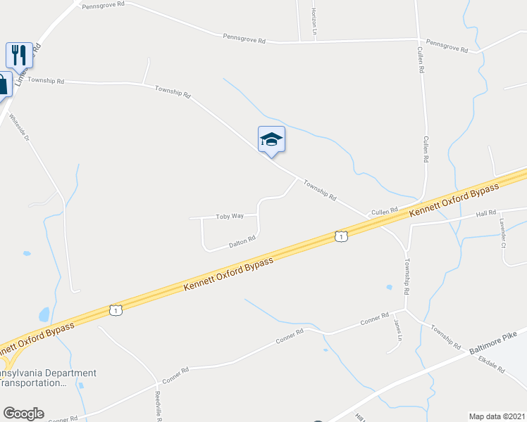 map of restaurants, bars, coffee shops, grocery stores, and more near 401 Dalton Road in Oxford