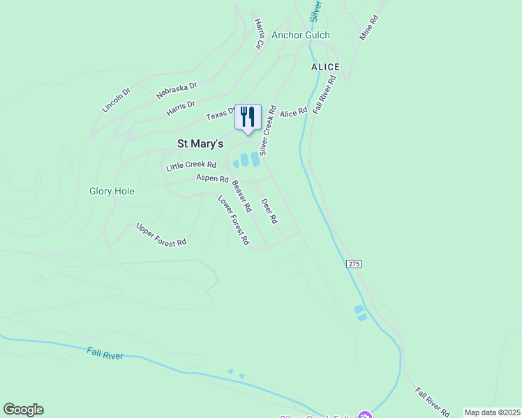 map of restaurants, bars, coffee shops, grocery stores, and more near 94 Beaver Road in Idaho Springs