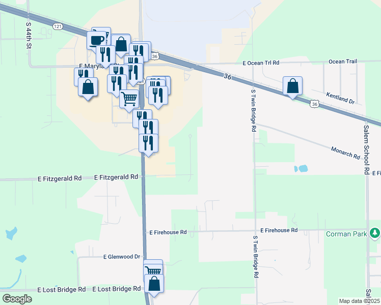 map of restaurants, bars, coffee shops, grocery stores, and more near Rolling Creek Drive in Decatur