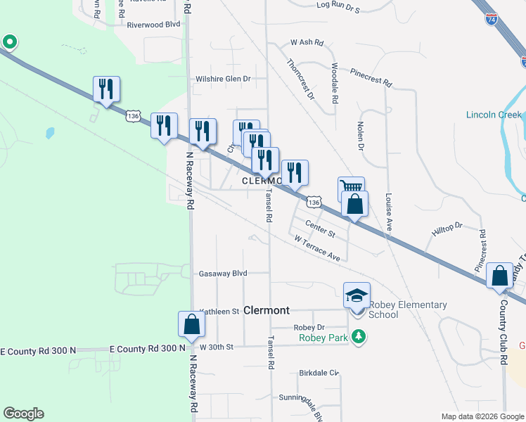 map of restaurants, bars, coffee shops, grocery stores, and more near 3345 Tansel Road in Indianapolis