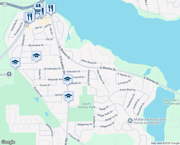 map of restaurants, bars, coffee shops, grocery stores, and more near 9 Glenview Drive in Decatur