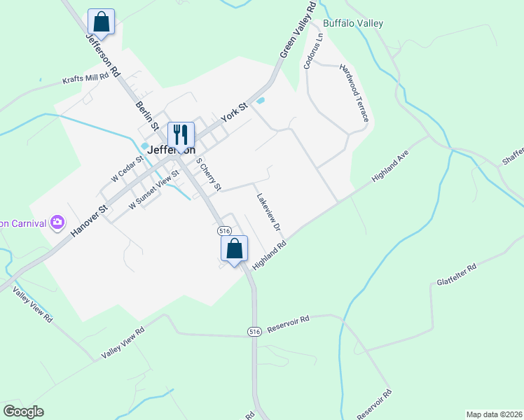map of restaurants, bars, coffee shops, grocery stores, and more near 10 Lakeview Drive in Spring Grove