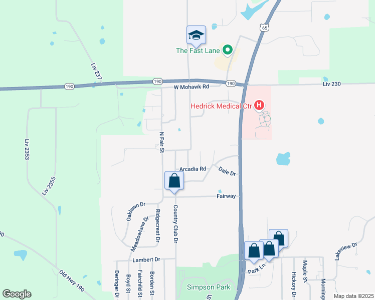 map of restaurants, bars, coffee shops, grocery stores, and more near 2500 Broken Arrow Road in Chillicothe