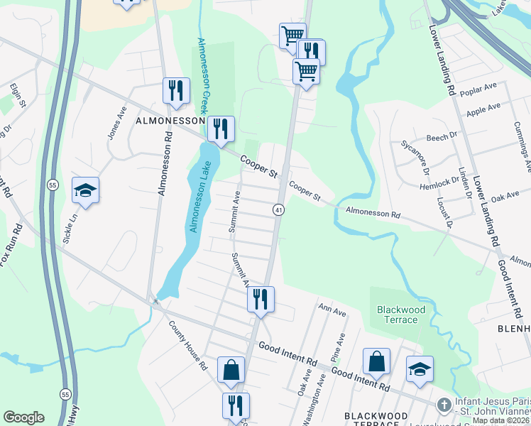 map of restaurants, bars, coffee shops, grocery stores, and more near 1950 Sunset Avenue in Deptford