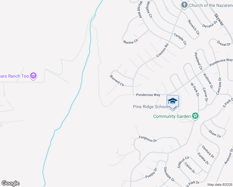 map of restaurants, bars, coffee shops, grocery stores, and more near 6167 Ponderosa Way in Magalia