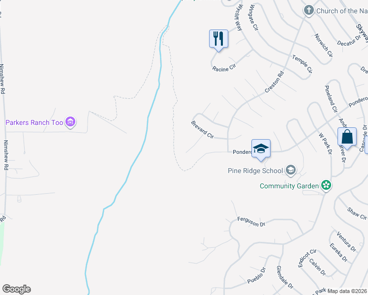 map of restaurants, bars, coffee shops, grocery stores, and more near 13903 Cluster Court in Magalia