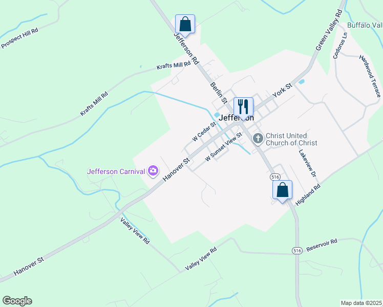 map of restaurants, bars, coffee shops, grocery stores, and more near 45 Hanover Street in Spring Grove