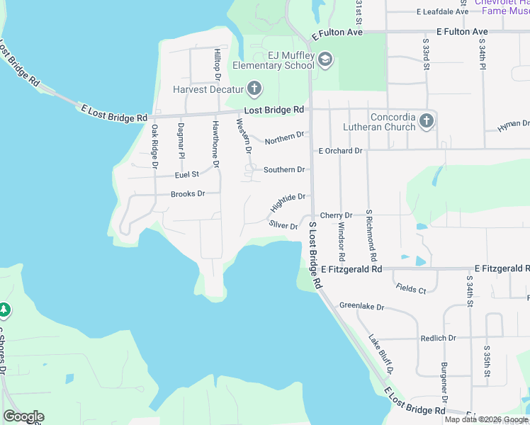 map of restaurants, bars, coffee shops, grocery stores, and more near 122 Hightide Drive in Decatur