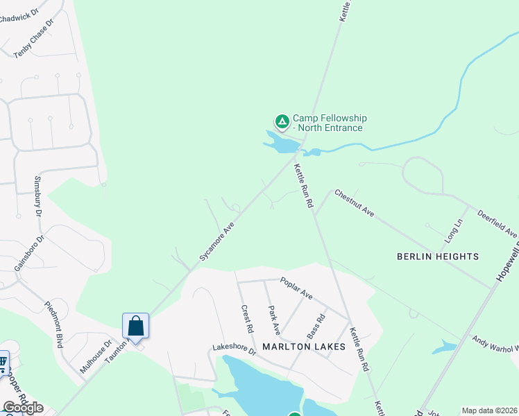 map of restaurants, bars, coffee shops, grocery stores, and more near 127 Sycamore Avenue in Evesham Township