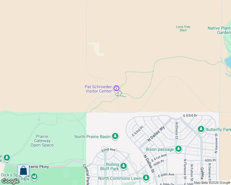 map of restaurants, bars, coffee shops, grocery stores, and more near 6550 Gateway Road in Commerce City
