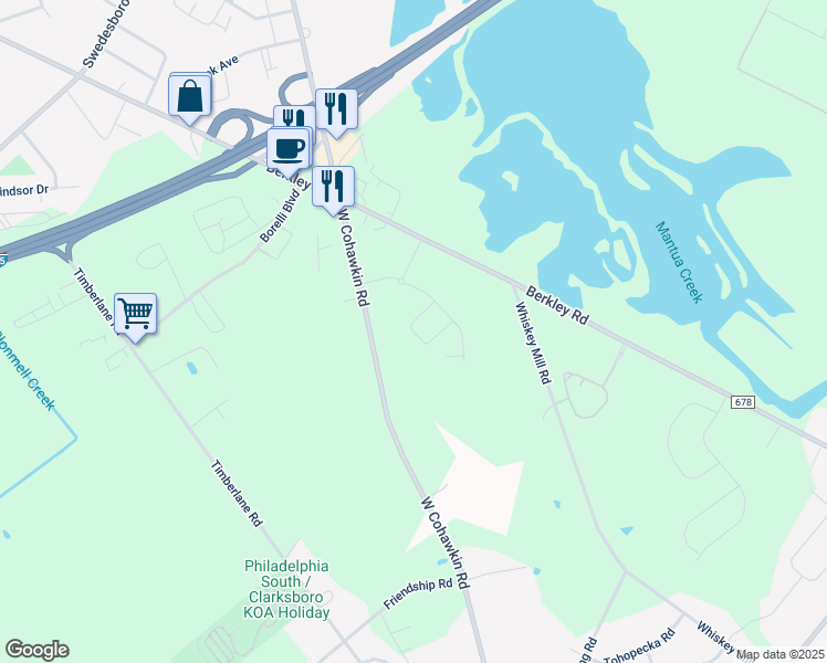 map of restaurants, bars, coffee shops, grocery stores, and more near 144 Cutrufello Lane in Clarksboro
