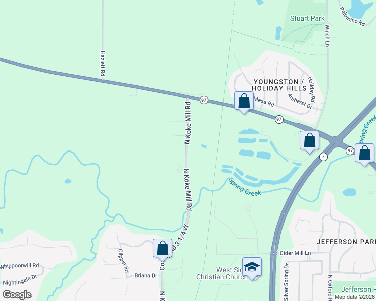 map of restaurants, bars, coffee shops, grocery stores, and more near 801-1099 County Road 3 1/4 W in Springfield