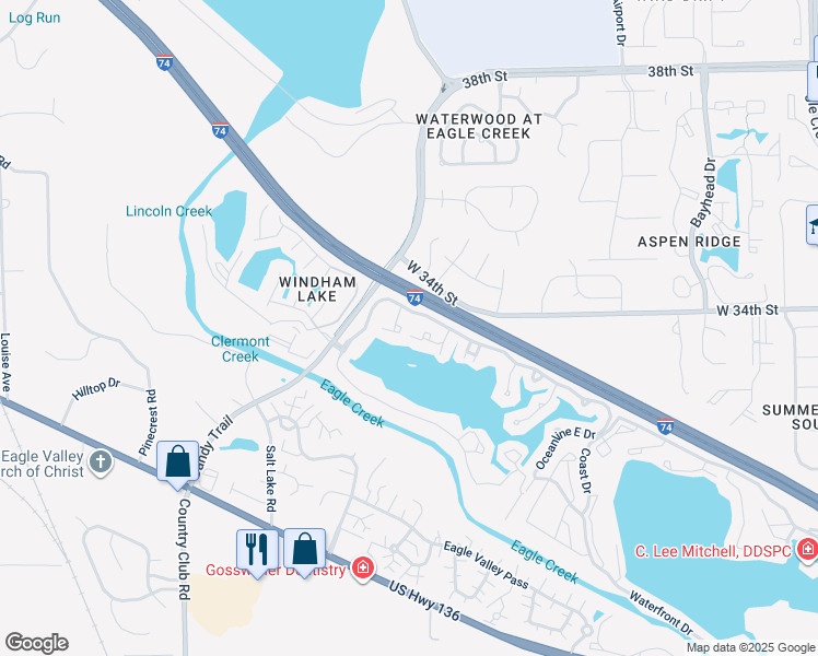 map of restaurants, bars, coffee shops, grocery stores, and more near 3444 Maritime Drive in Indianapolis