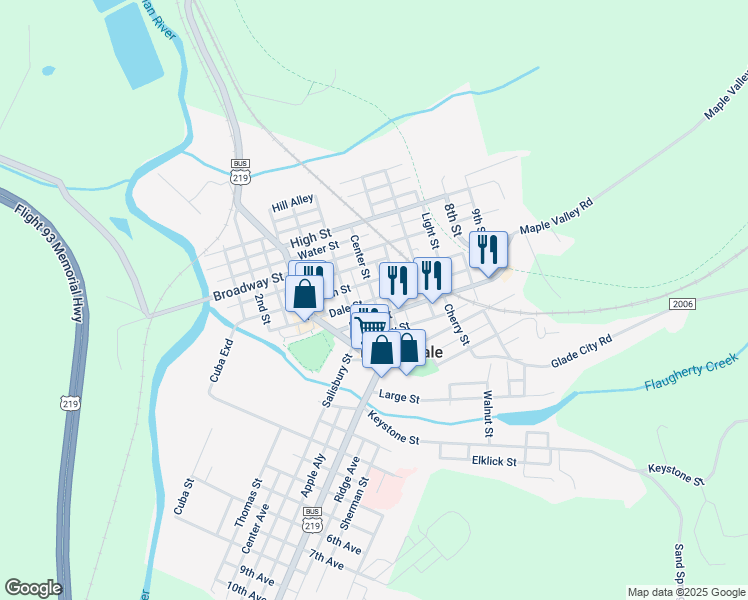 map of restaurants, bars, coffee shops, grocery stores, and more near 300 Meyersdale Rd in Frostburg