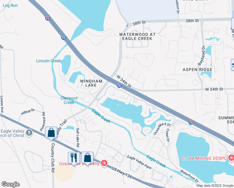 map of restaurants, bars, coffee shops, grocery stores, and more near 3444 Maritime Drive in Indianapolis