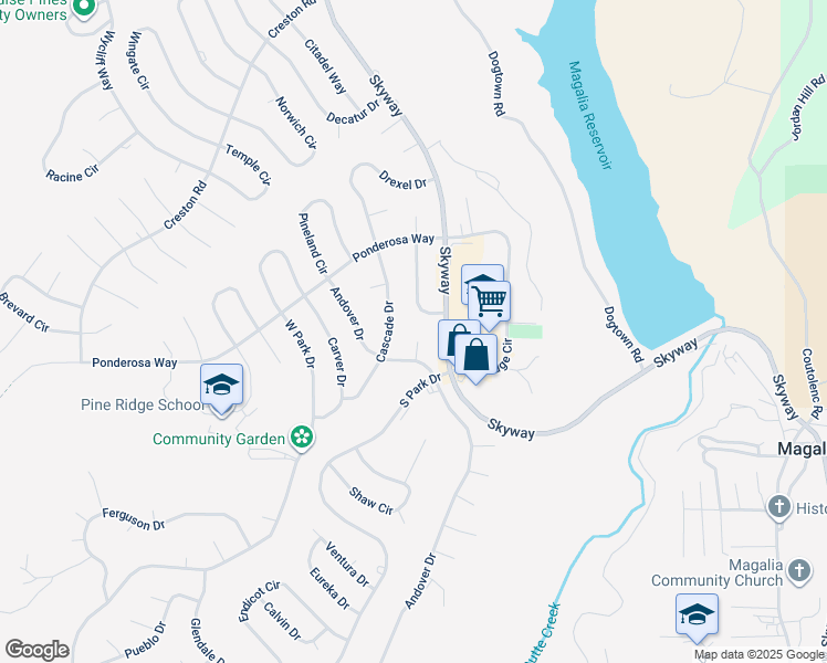 map of restaurants, bars, coffee shops, grocery stores, and more near 13919 Iona Court in Magalia